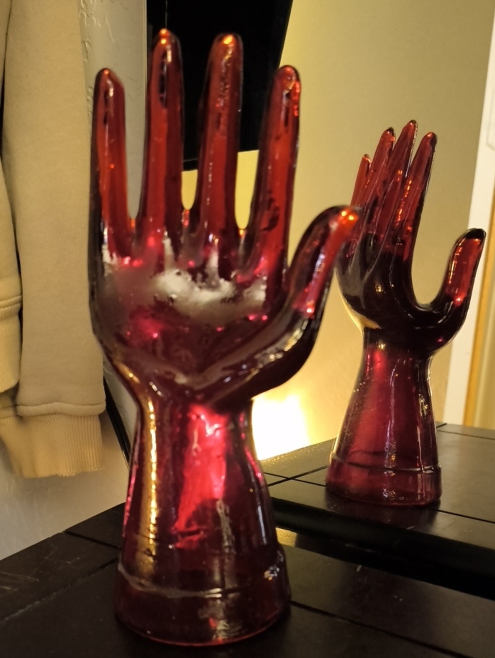 Decorative Glass Hand Sculpture - Red